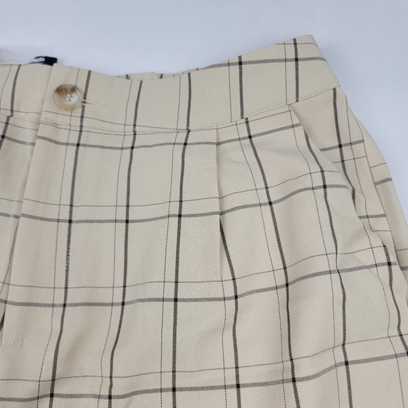 NWT Allegra K pleated high-waisted plaid straight leg pants - Picture 6 of 9